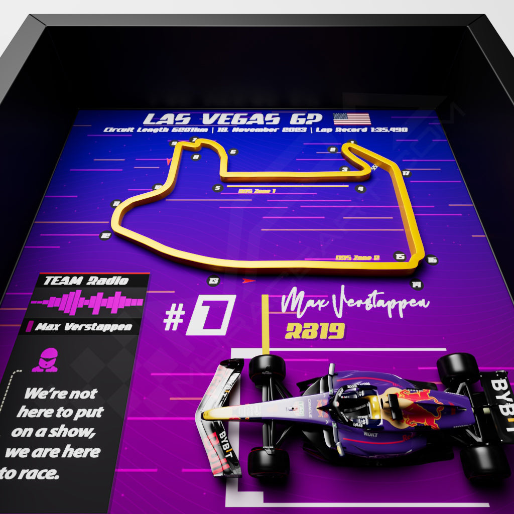 F1 GP Las Vegas 2023 Frame - Max Verstappen #1 Red Bull RB19 | 25x25 cm