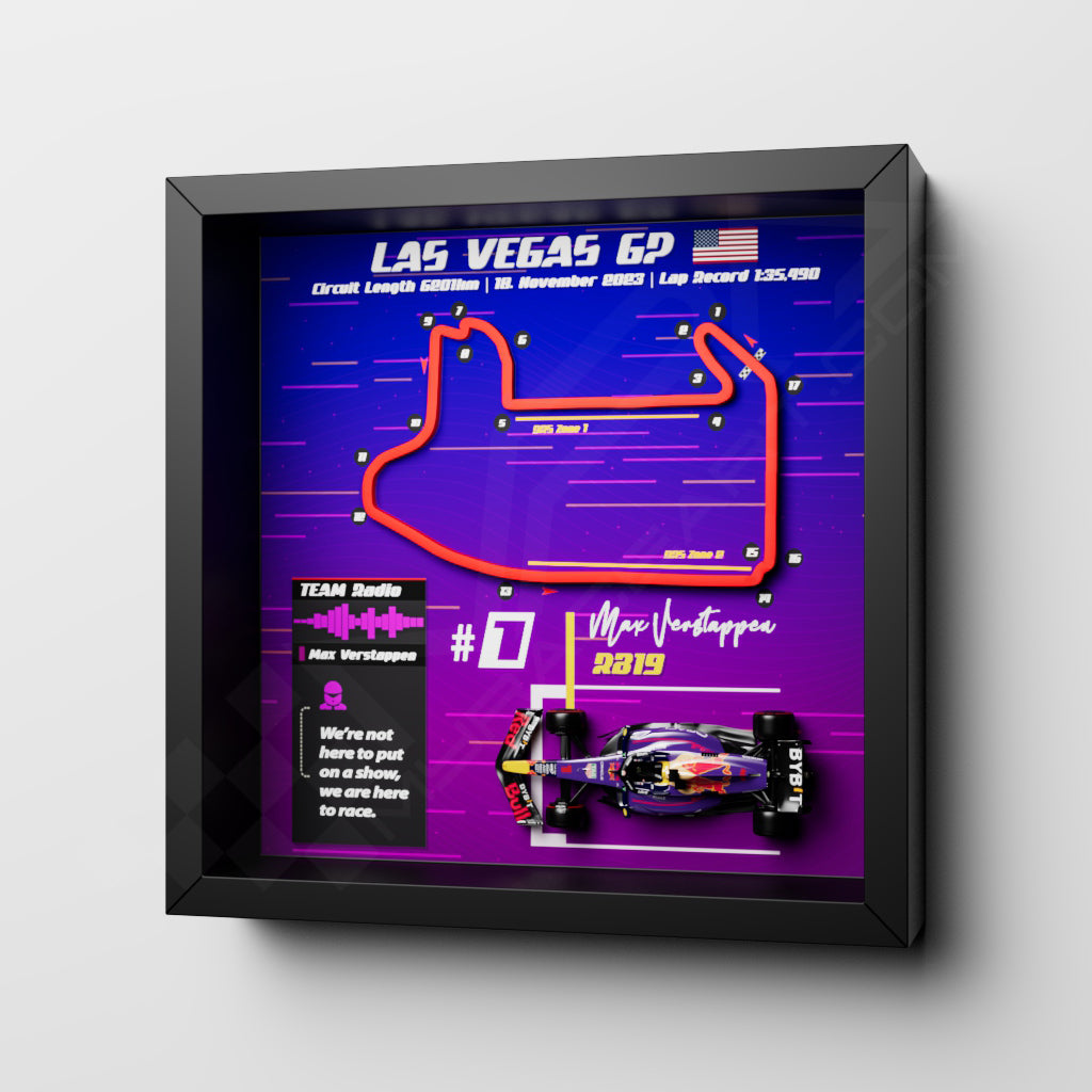 F1 GP Las Vegas 2023 Frame - Max Verstappen #1 Red Bull RB19 | 25x25 cm
