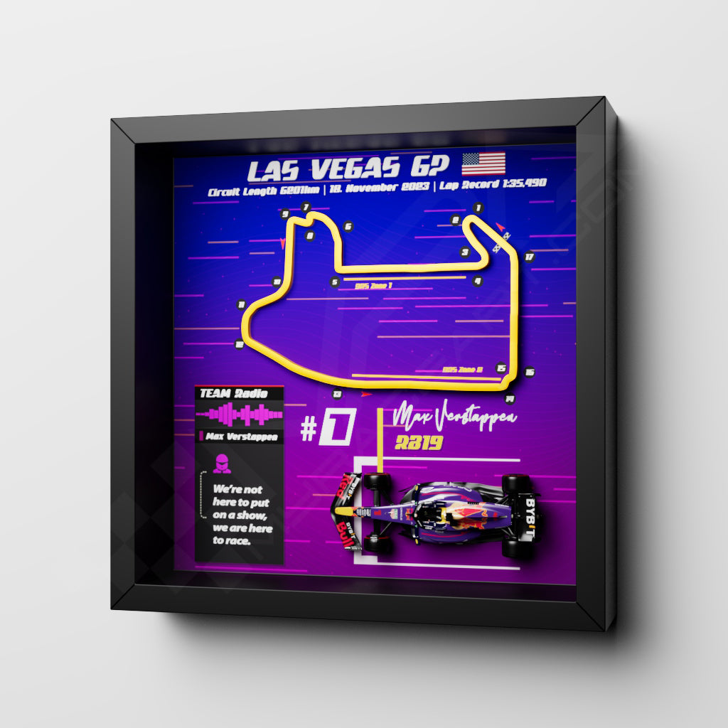 F1 GP Las Vegas 2023 Frame - Max Verstappen #1 Red Bull RB19 | 25x25 cm
