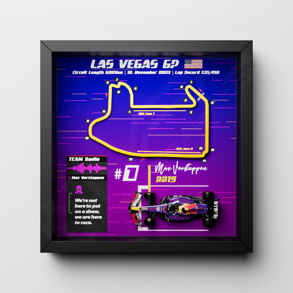 F1 GP Las Vegas 2023 Frame - Max Verstappen #1 Red Bull RB19 | 25x25 cm